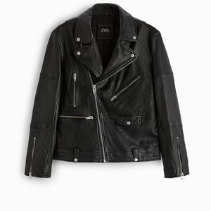 BRAND ✨️ ZARA MEN'S CLASSIC LEATHER BIKER JACKET